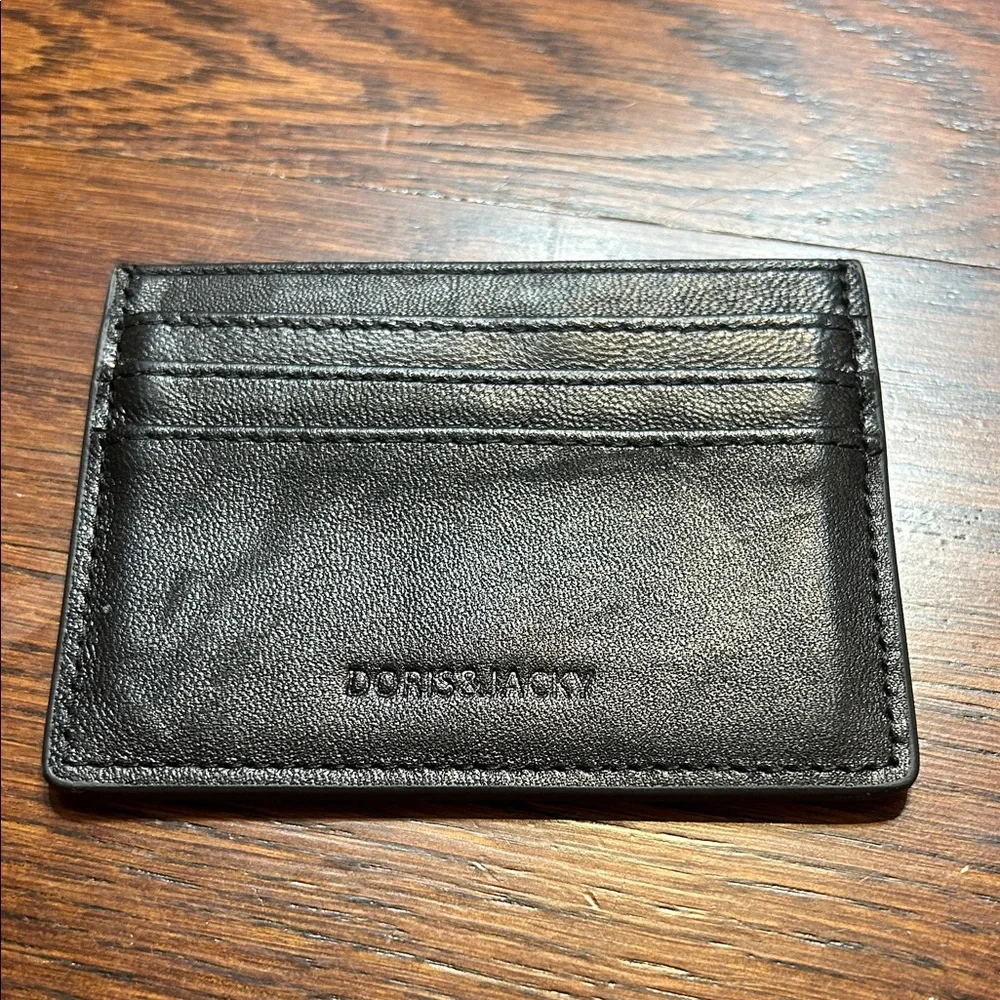 Doris&Jacky Black Leather Card minimalist card Holder